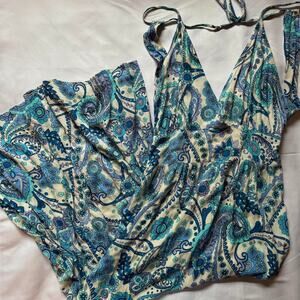 3rd + Malt Paisley Maxi Dress Open Back Halter Womens Medium